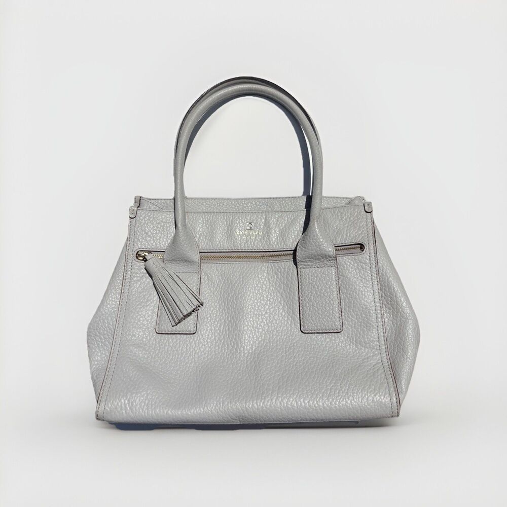Kate Spade Southport Avenue Alessa Slate Gray Pebbled Leather Satchel Tassel